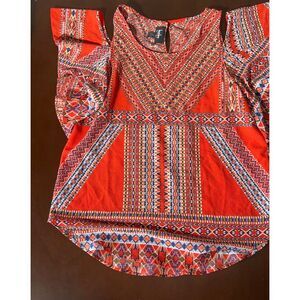 Women's open shoulder blouse super‎ cute vibrant colors size medium